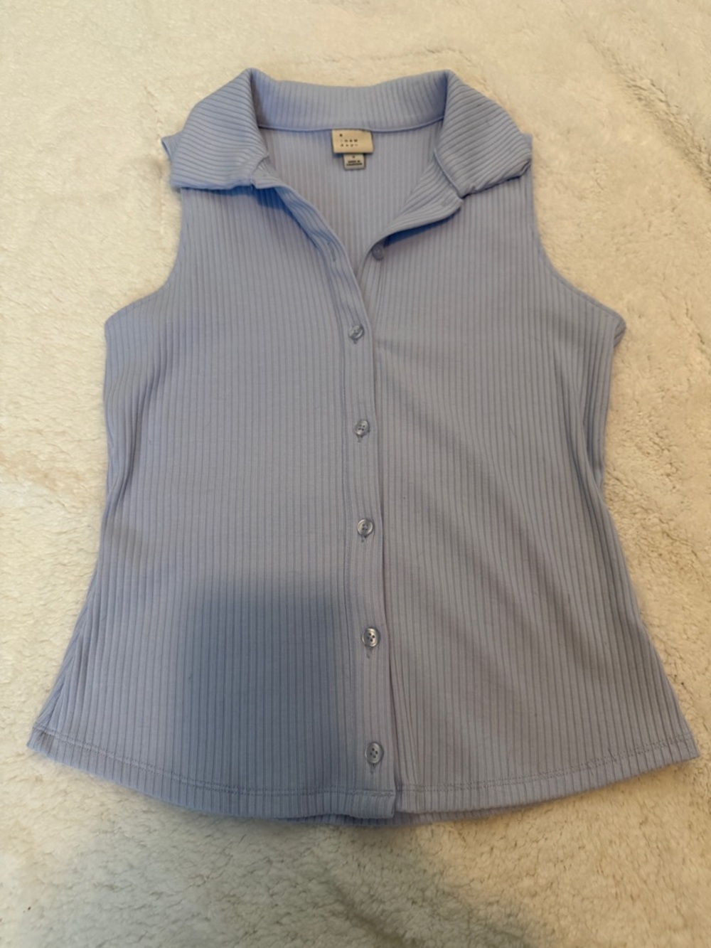 a new day Sleeveless Ribbed Button-Up Top - Light Blue